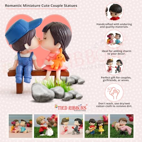 TIED RIBBONS Valentine Gift for Girlfriend Boyfriend Husband Wife Girls Boys - Decorative Cute Romantic Couple Miniature Showpiece Statue (Multi, Resin) 8 51kIKJt1mZL
