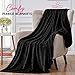 Personalized Blankets for Adults - Custom Blanket with Embroidered Name or Monogram - Soft Fleece Throw Cover for Bed & Couch - Black (40"x60")