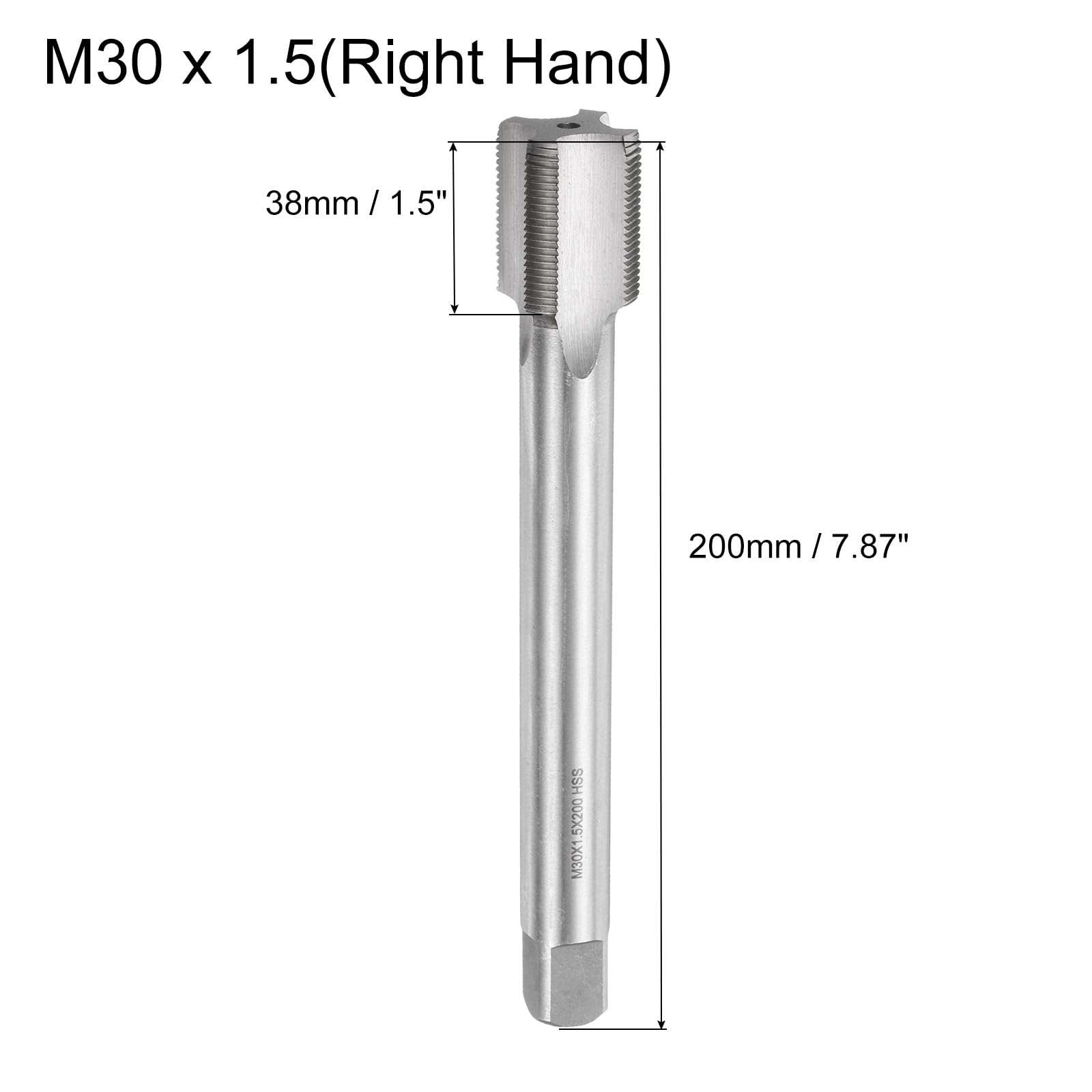 QUARKZMAN Macho De Roscar Métrico M30 X 1.5 H2 200mm Extra Largo Con Ranuras Rectas Herramienta De Reparación Para Roscado Y Fresado De Tornillos