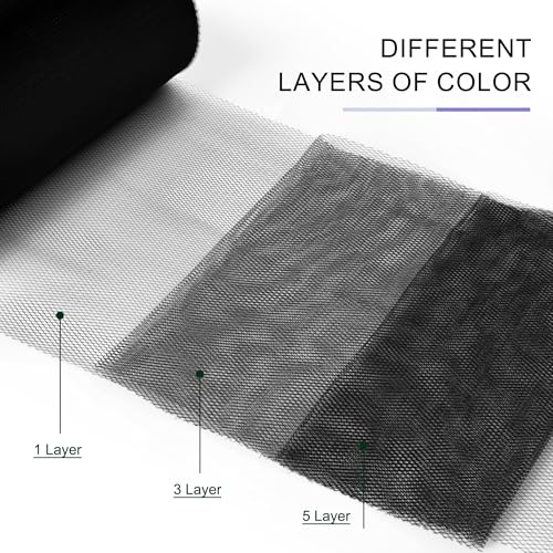 Image of Black Tulle Fabric Ribbon 6 Inch by 25 Yards Rolls Fabric Spool Tulle for Gift Wrapping Wedding Decorations Craft Supplies DIY Tutu Skirt Baby Shower Birthday Party