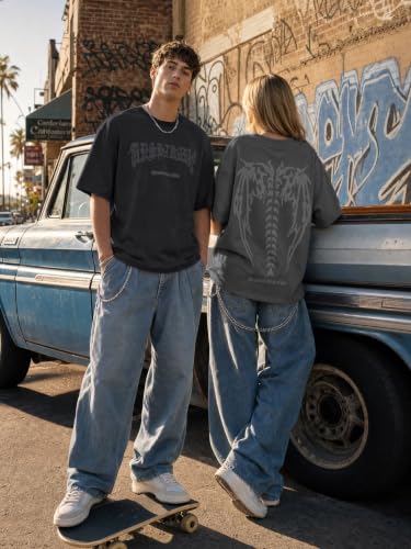 Image of EMMIOL Mens Y2k Baggy Shirts Graphic Tees Oversized Crew Neck Short Sleeve Streetwear Tshirts Summer Tops 2026