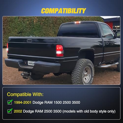 Image of Nilight Third Brake Light for Dodge Ram 1500 2500 3500 1994-2001, Smoked