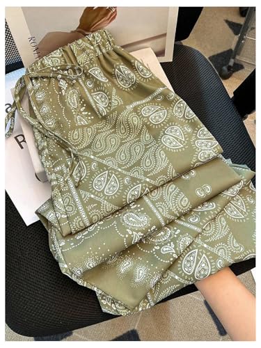 GORGLITTER Women's Boho Wide Leg Pants Baggy Paisley Print Summer Fall Loose Long Trousers 20253