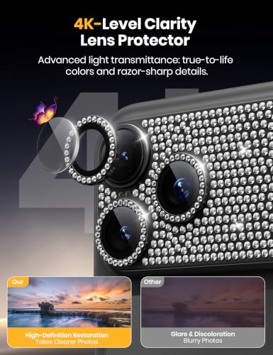 Image of Hoerrye for Phone 18 Pro Max Camera Lens Protector - Bling Diamond