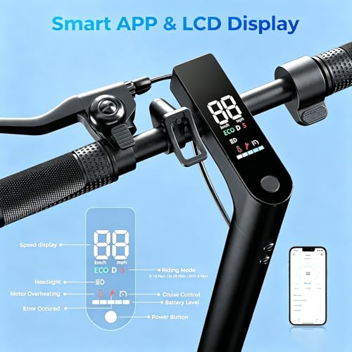 Image of Electric Scooters - Electric Scooter Adults, 1200W /1000W /500W Motor, 28 /25 /21 /18 MPH Top Speed, 10'' /8.5'' Tires, 28 /25 /23 /21Miles, APP Control E Scooter for Teens