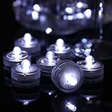Submersible Led Lights,Submersible Tea Lights,Waterproof Led Lights Submersible,Underwater Submersible Led Lights for Pool,Centerpiece,Floral Arrangements,Holidays,Pond Light Decoration(White/12pcs)