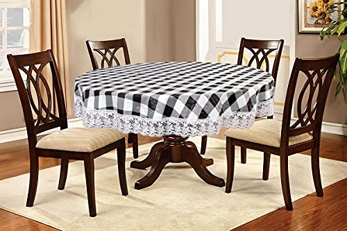 Image of The Furnishing Tree Round Shaped 4 Seater Table Cover WxL 60x60 inches with White Border lace