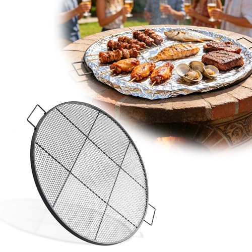 Fire Pit Grill Grate for Outdoor 24 Inch Round Grill Grate BBQ Grilling Rack with Handles Outdoor Cooking Grate for Fire Pit Patio Backyard Campfire