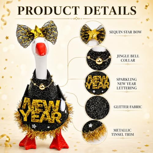 7 Inch Desk Goose Outfits, Mini Desktop Goose Accessories Set,Holiday Desk Goos Outfits (Happy New Year B) - Image 4