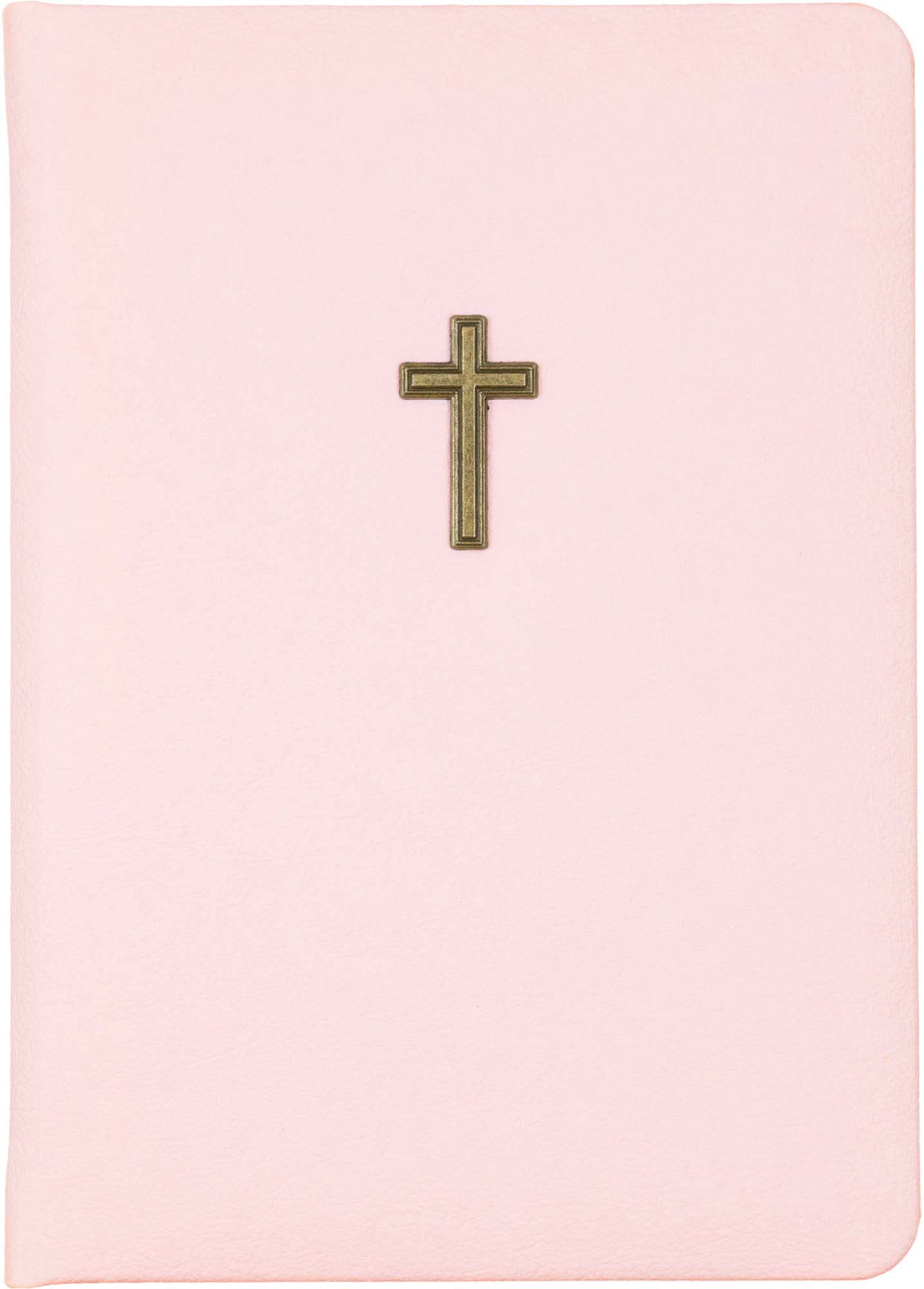 Eccolo Blank Lined Journal Notebook with Cross Emblem, 256 Ruled Pages, Padded Fabric Hardcover (Light Pink, 5x7 inches)