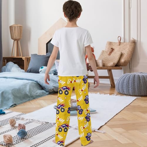 Boy's Pants Monster Truck Cartoon Jogger Pants Elastic Waist Long Bottoms Trousers with Pockets 6-14 Years3
