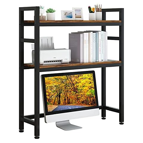 XTESMS Schreibtisch-Bücherregal für Computertisch, 2-stöckiges Mehrzweck-Holz-Arbeitsplatte Cover