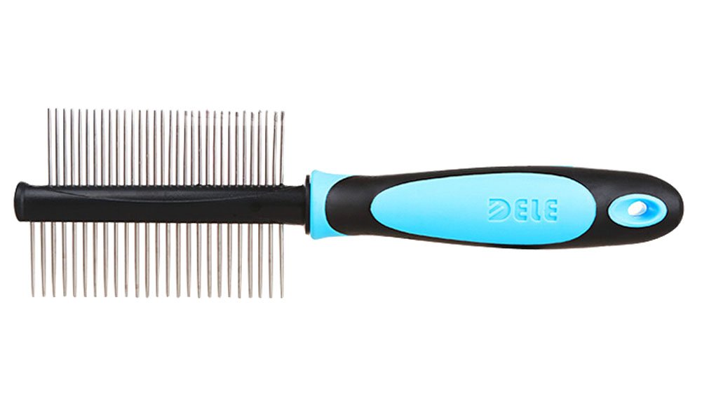 PANDA SUPERSTORE Double-Side Grooming Comb for Dogs Cats Pet Flea Combs Blue