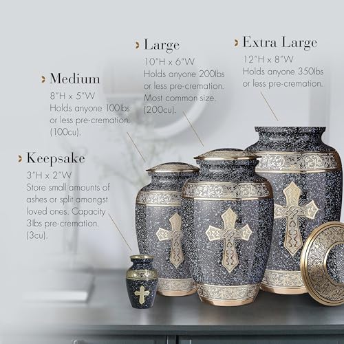Image of Black Cross Cremation Urns for Human Ashes Adult Male Urns for Ashes