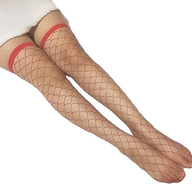 Red fishnet stockings with rhinestones Clearance