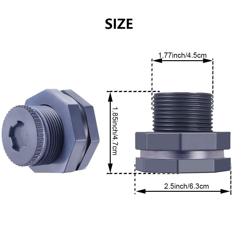 WANGCL 2 Pieces 1 Inch Internal thread PVC Bulkhead Fitting for Rain ...
