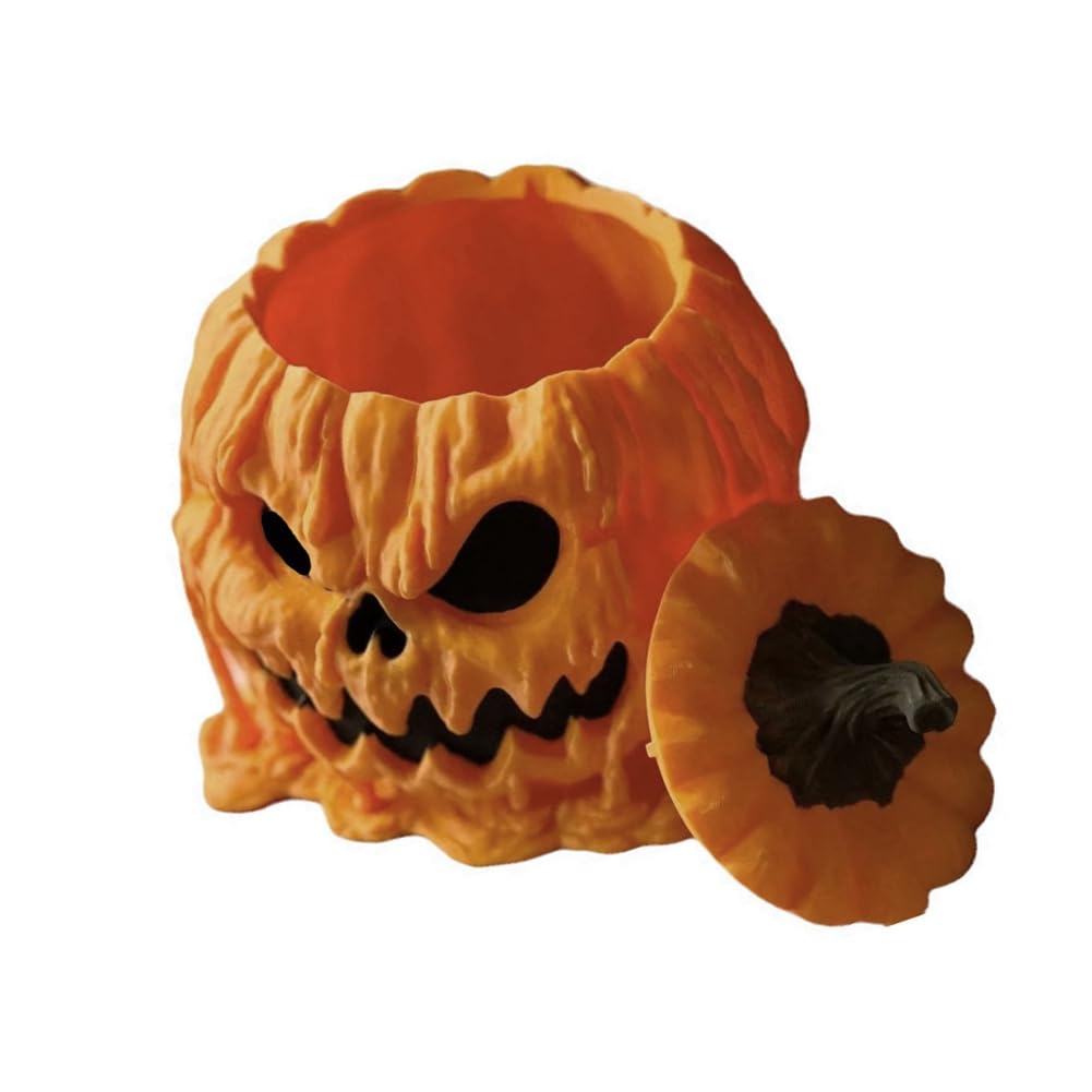 CTRLZS Resin Halloween Pumpkin Candy Bowl with Lid, Pumpkin Candy Bowl, Halloween Resin Pumpkin Decoration or Candy Box