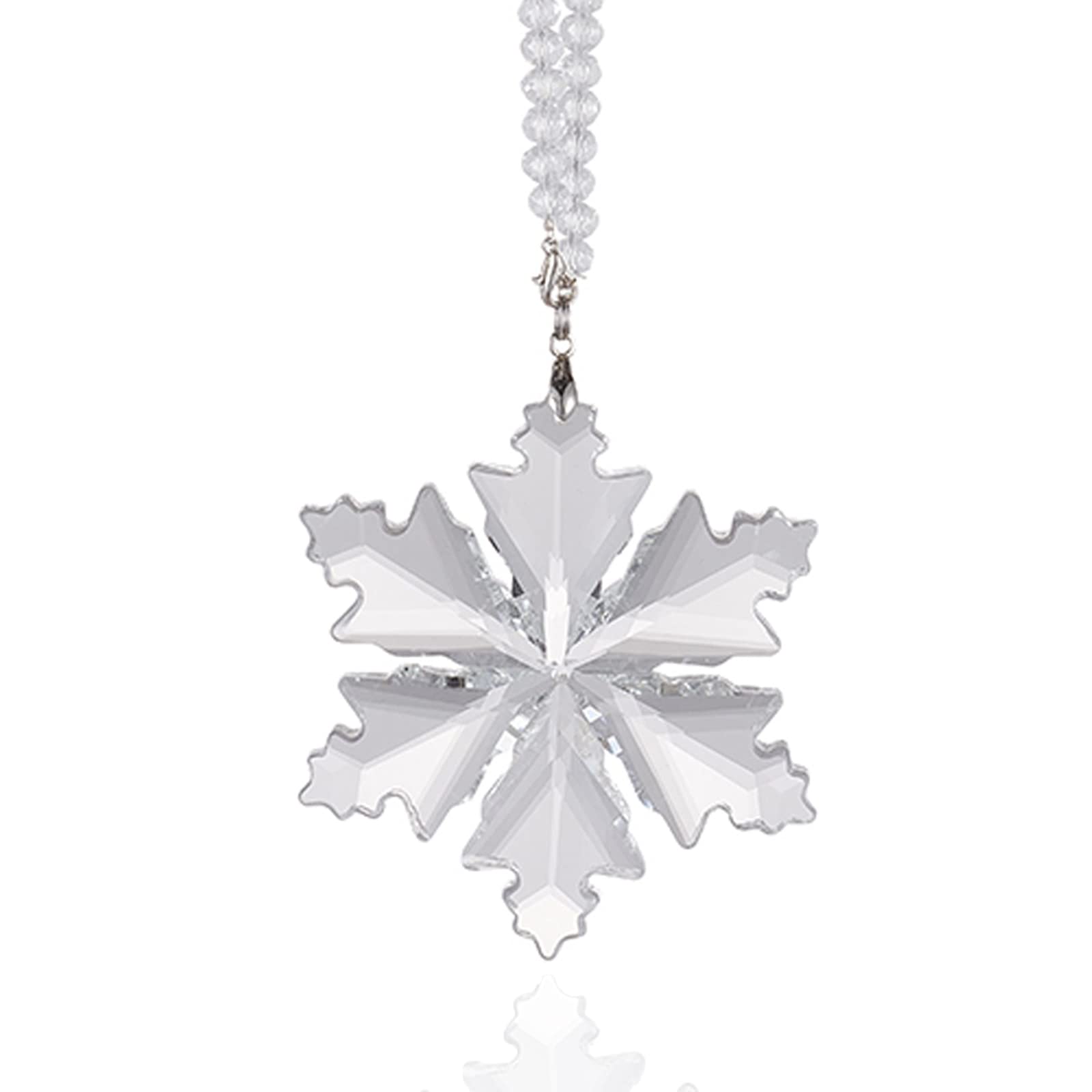 Crystal Snowflake Car Rear View Mirror Pendant Lucky Car Hanging Ornament Car Charm Decorations, Transparent