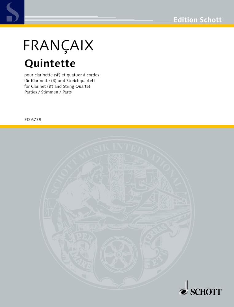 Quintett: für Klarinette in B und Streichquartett. Klarinette und Streichquartett. Stimmensatz. (Edition Schott)