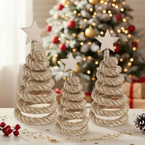Thyle 3 Pcs Christmas Tree Decor Neutral Boho Artificial,Vintage ...