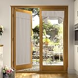 NICETOWN French Door Curtains for Window, Blackout Privacy Curtains for Kitchen, Farmhouse Thermal Insulated Linen Door Shade for Office, Tie Up Shades, 36 X 72 Inches, Angora, 1 Panel