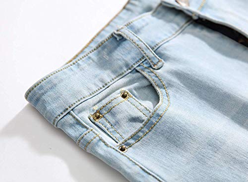 Calça jeans masculina Majirako skinny rasgada com stretch, modelagem justa, desgastada, desgastada,