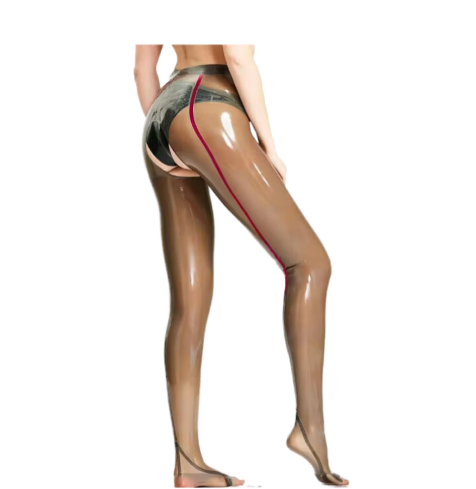 Latex Pants Latex-Leggings und Strümpfe, Damen-Leggings mit hoher Taille, elastisch, ausgehöhltes Design im Schritt, sexy, figurbetont