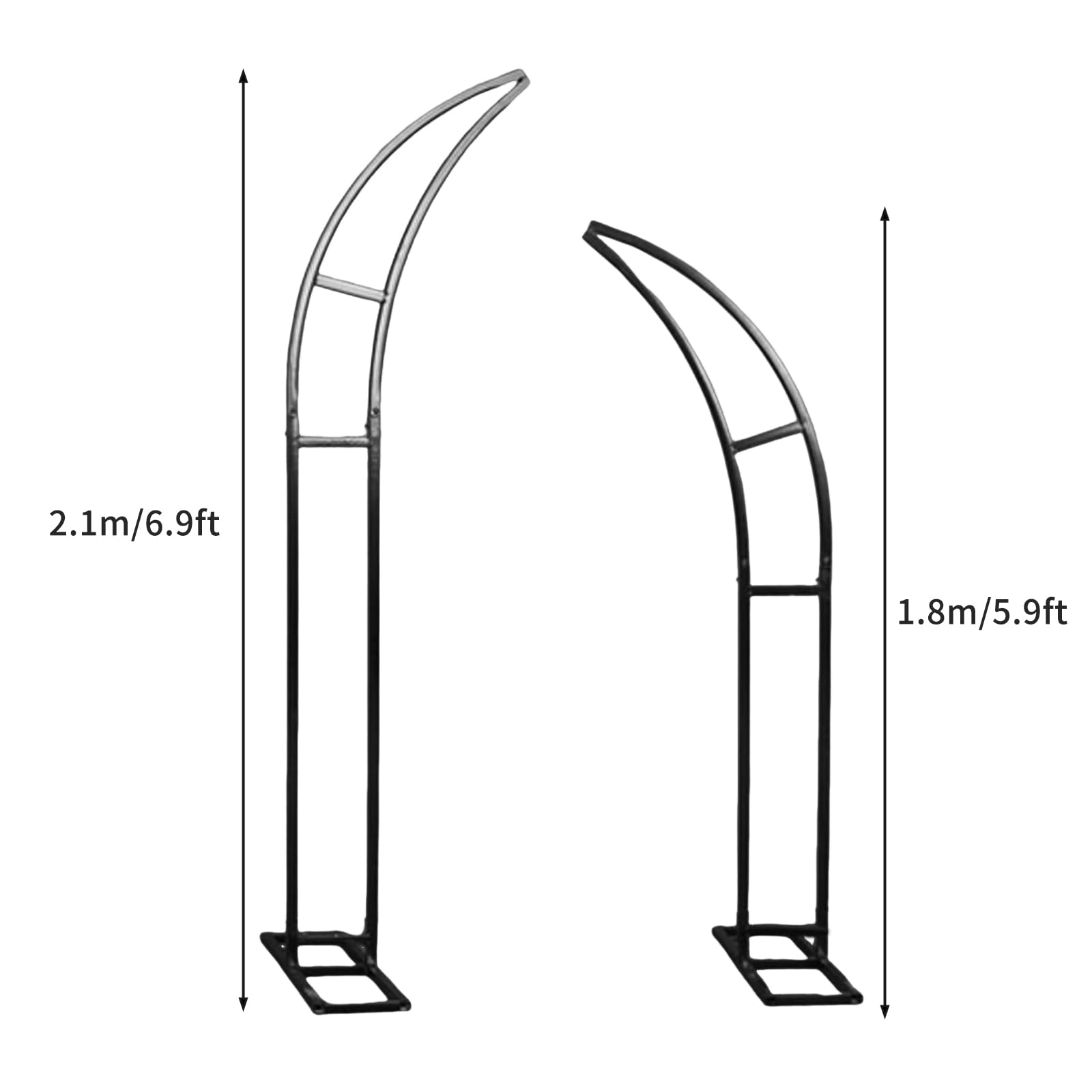 Metall Hochzeitsbogen Ständer 2-teilig - 1,8+2,1M Mondbogen Für Garten & Feiern (Schwarz)