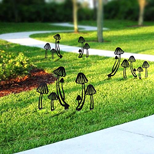 Kolymax 5Pcs Metal Mushroom Yard Art Garden Decorative Stake Hollow Out Mushrooms Silhouette Statue Decor, Mushroom Family Silhouette Sets For Pathway, Floor, Garden, Lawn, Outdoor Decoration #TOP2