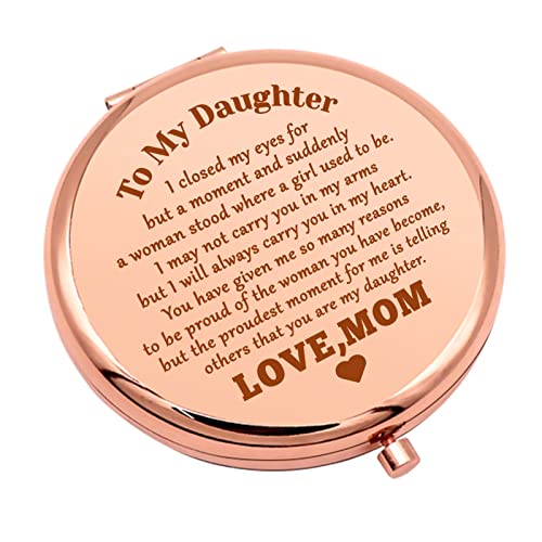 Mwphuy Daughter Gifts from Mom Birthday Gift for Bonus Daughter Compact Makeup Mirror for Girls Stepdaughter Inspirational Graduation Presents Folding Makeup Mirror for Stepdaughter Wedding Presents