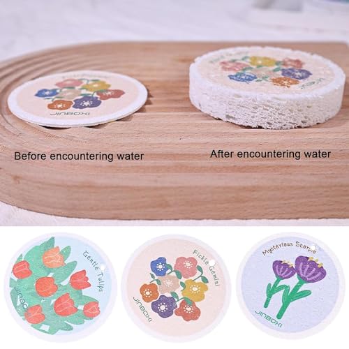 Image of JJLFresheners Household Dishwashing Sponge Cleaning Sponges Scouring Pot Sponge Dishes Compressed Sided Wipe Doubl Wood Pulp Pads Household Cleaning Sponges