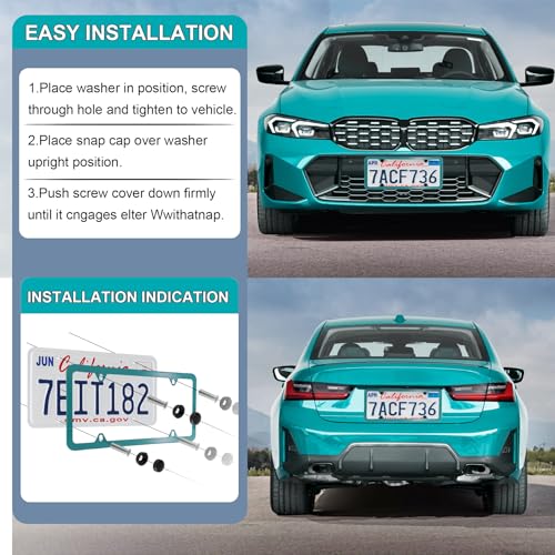 image for LivTee 4 Holes Stainless Steel License Plate Frames, 2 PCS Car Licence