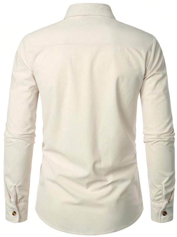 Image of COMBRAIDED Corduroy Men's Full Sleeve Casual Striped Shirt - Comfort Fit, Ideal Stylish and Versatile Clothing