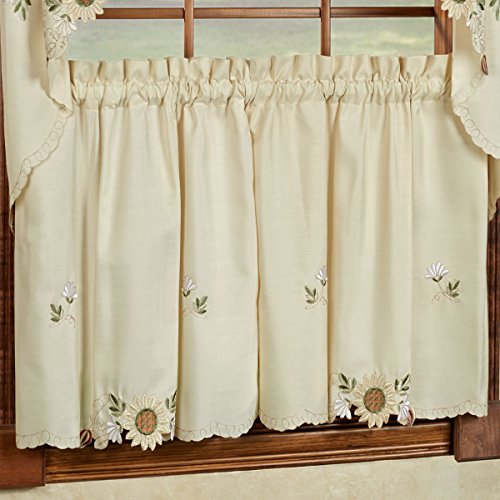Image of Sweet Home Collection Kitchen Window Tier, Swag, or Valance Curtain Treatment in Stylish and Unique Patterns and Designs for All Home Decor 36 inch, Sunflower