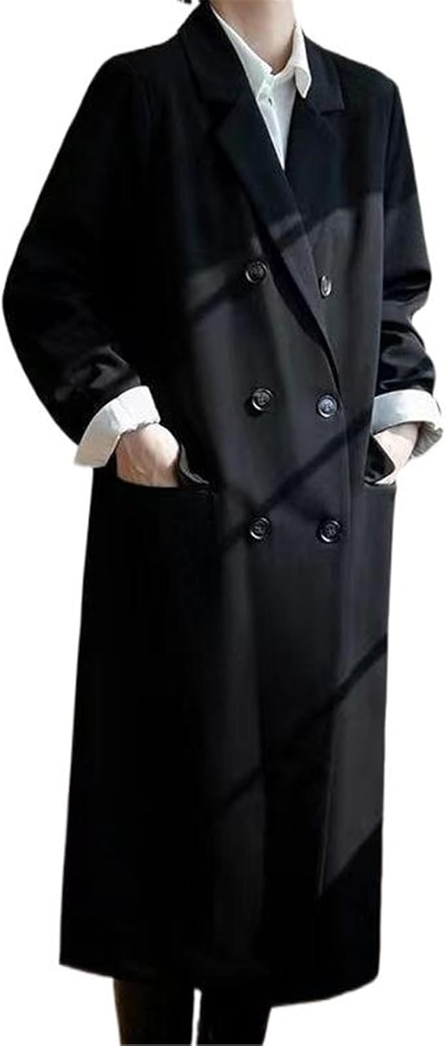 HSQIBAOER Women's Overcoats Spring Fall Long Blazer Cardigan Casual Trench Coat