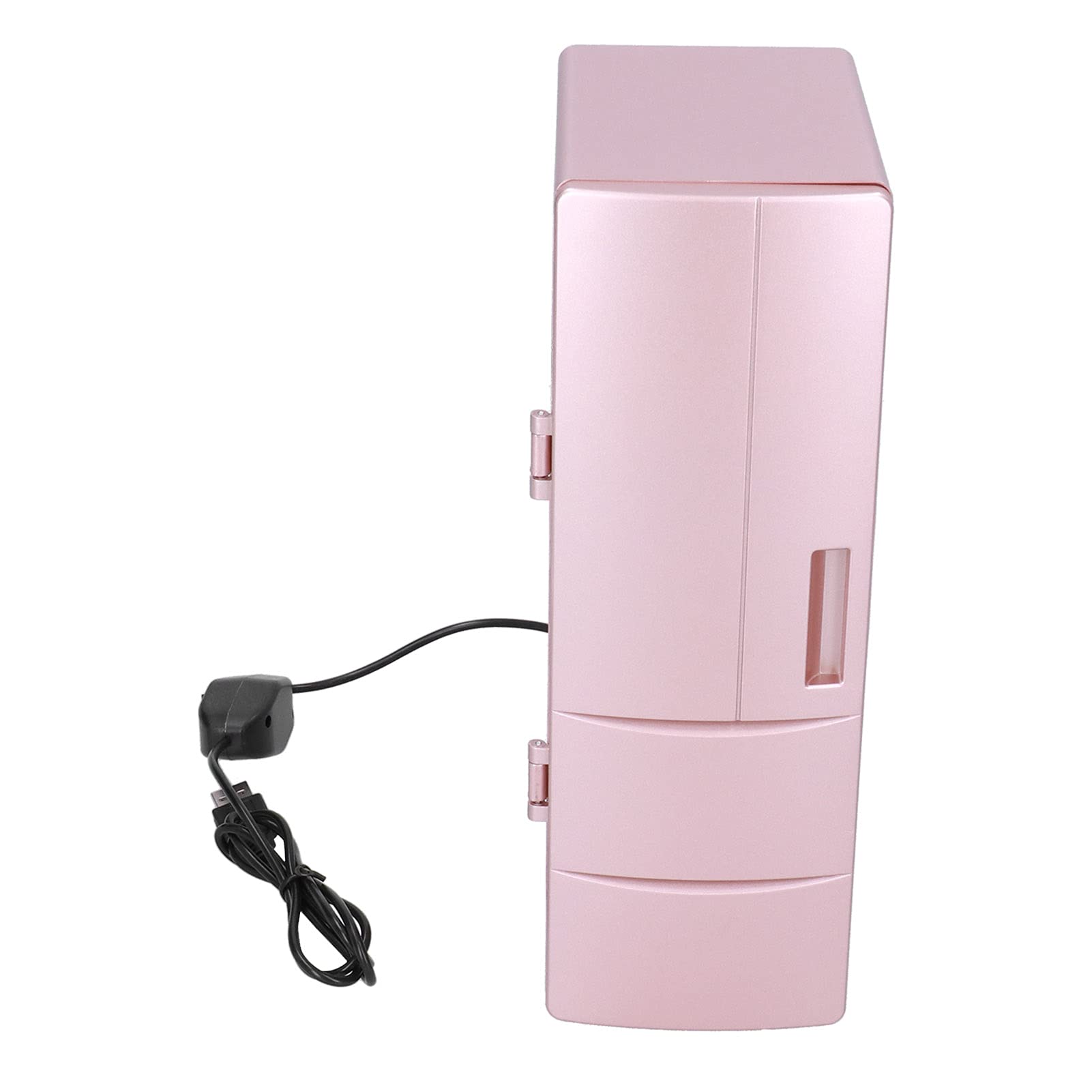 Mini refrigerador portátil USB caliente y frío, doble uso, para cosméticos, escritorio, hogar, dormitorio, al aire libre, alimentos y bebidas (oro rosa)