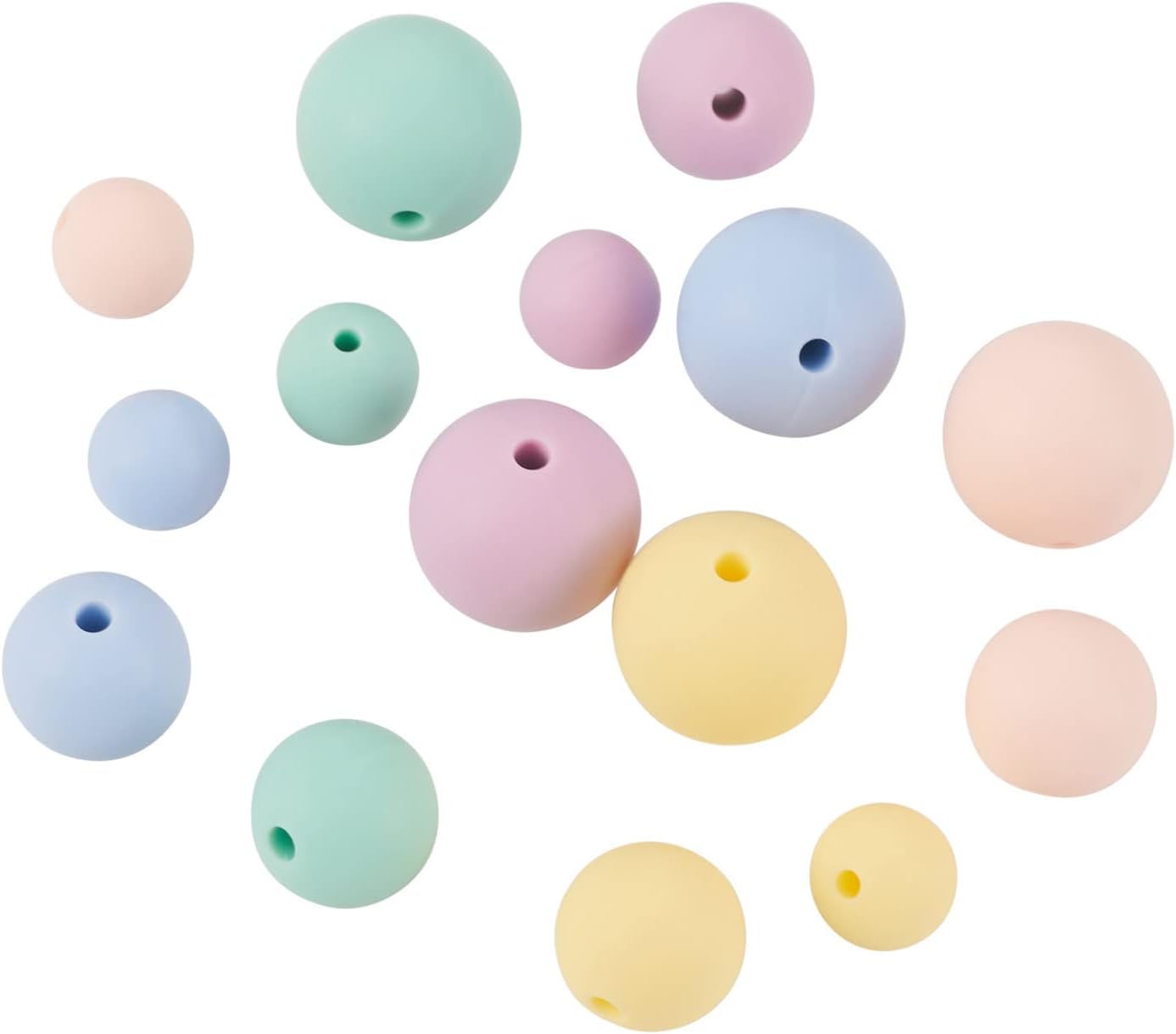 150Pcs Silicone Round Beads 9mm 12mm 15mm Pastel Color Silicone Focal Beads Chunky Bubblegum Beads Gumball Beads for Beadable Pens Keychains DIY Gift Crafts