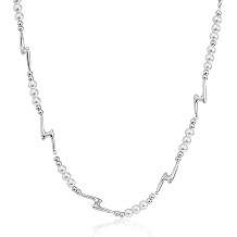 IDOKAWA Titanium Steel Lightning Necklace with Faux Pearls for Men, Adjustable Black & Silver Street Style Jewelry for Men Women
