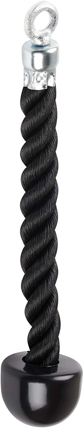 Max Strength Barbel Machine Cable Attachment Pro Grip Revolving Non Slip Handle Bar Pro Grip Revolving pull down Lat Bar-Silver, for Bicep Tricep (Single End Rope)