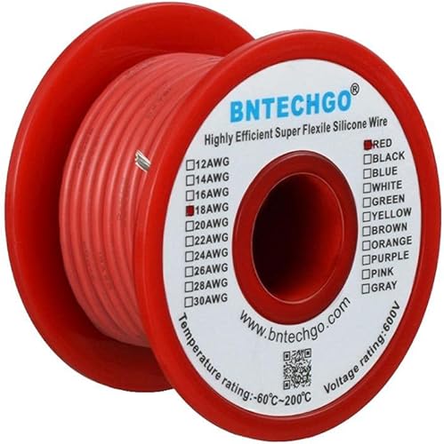 Vista 195 de Bntechgo 18 alambres de silicona suave y flexible, silicona resistente a altas temperaturas, altamente eficiente 18 AWG calibre, 150 hilos