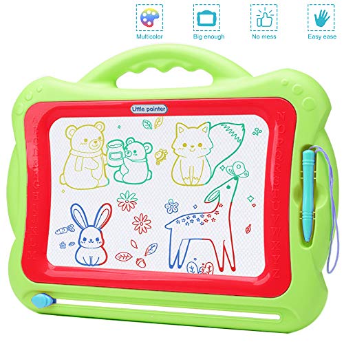 pozzolanas Magnetic Drawing Board for Kids and Toddlers, Doodle Board Writing Painting Pad Comes with a 4-Color, Travel Game Birthday Present for Toddler