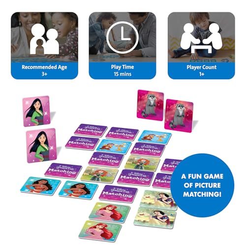 Image of Wonder Forge Disney Princess Matching Game - Fun Memory Game for Kids Ages 3 and Up - Toddler Learning Toy Featuring Belle, Ariel, and Elsa and more Disney Princesses - Packaging May Vary