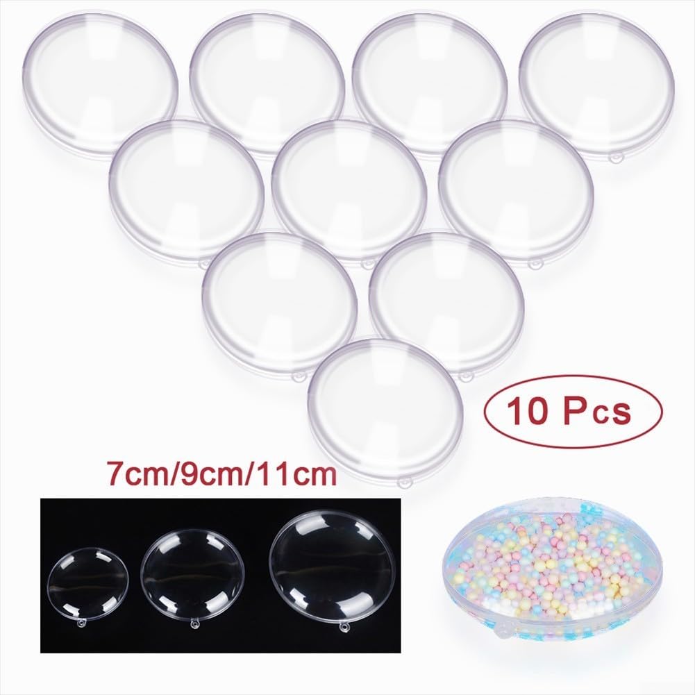 10 Boules De Noël Transparentes Plates 7 Cm - DIY Déco Sapin, Maison, Mariage - Remplissables