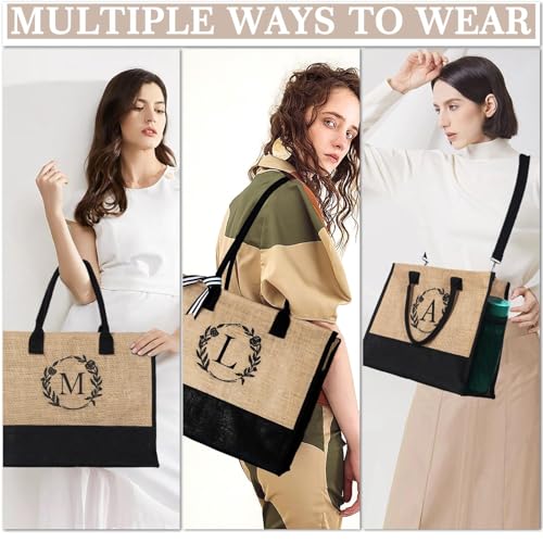 YOOLIFE Personalized Gifts for Women - Initial Jute Tote Bag miniatura 4