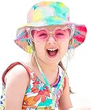 Baby Sun Hat Kids Summer UPF 50+ Toddler Bucket Hat Outdoor Adjustable Beach Hat Wide Brim for Boys Girls, Rainbow 6-10 Years