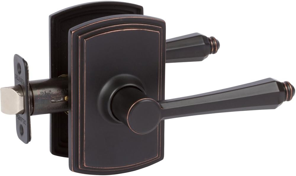 Delaney Hardware Florini Passage Door Handle, Fits Doors 1-3/8 to 1-3/4 in Thick, Edge Oil Rubbed Bronze – Reversible Left/Right-Handed Hallway, Closet Door Lever with Latch – Easily Install