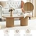 RUSTYER Oval Fluted Coffee Table, Farmhouse Wood Coffee Table Mid Century Modern Center Table Boho Living Room Tables for Living Room Office (Natural, 19.69