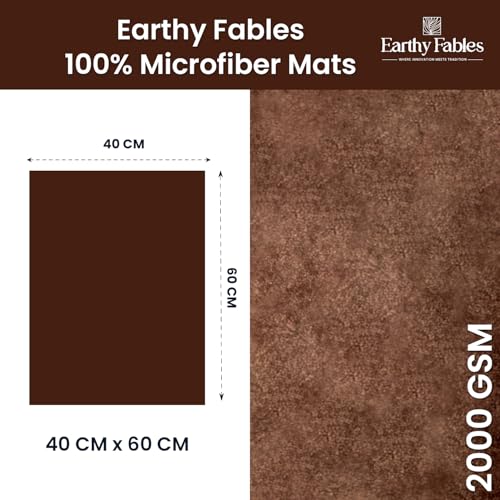 Image of Earthy Fables Feather Microfiber Rug /Mat, Thick, Quick Dry, Anti-Skid, Non-Slip, Machine Washable Floor Rug, Door Mat for Kitchen, Bedroom, Living Room, 60 x 40 cm - Brown