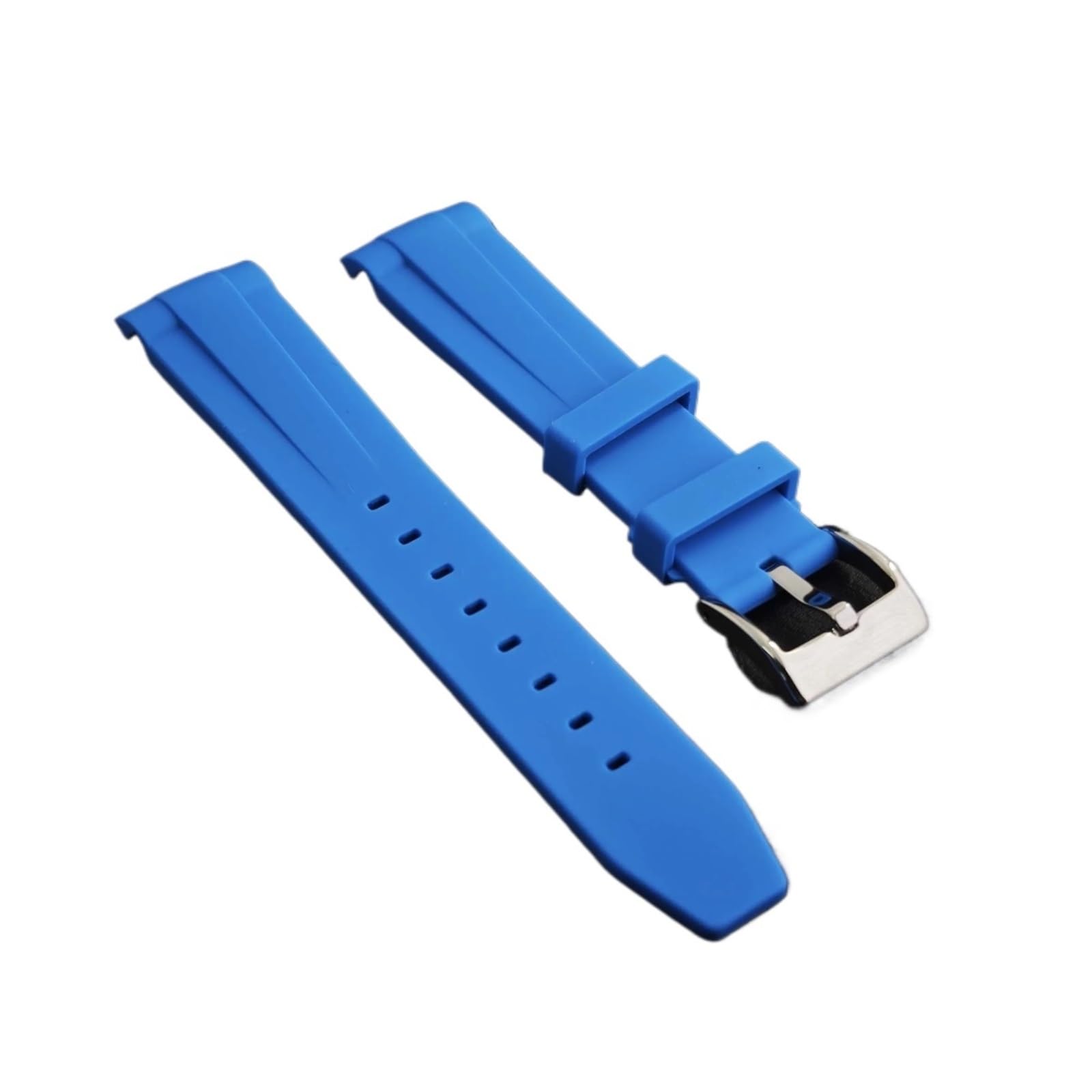 Generico FYYFS Cinturino in gomma da 20 mm for uomo e donna, nero/blu scuro/verde/bianco/azzurro, impermeabile, sportivo, fibbia lucidante