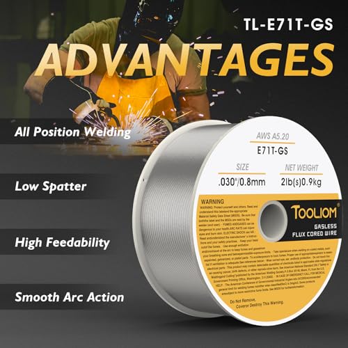 Image of TOOLIOM E71T-GS .030 inch Gasless Flux Core Welding Wire 2LB, 4pcs | Welds carbon steel in all positions, minimal spatter, easy slag removal